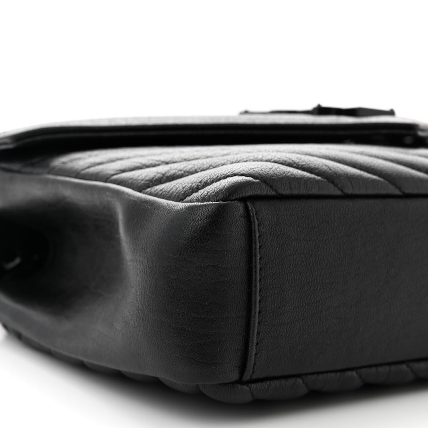 Saint Laurent Sheepskin Matelasse Chevron Monogram Monochrome Medium College Bag Black 9 of 11