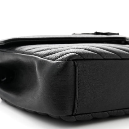 Saint Laurent Sheepskin Matelasse Chevron Monogram Monochrome Medium College Bag Black 9 of 11