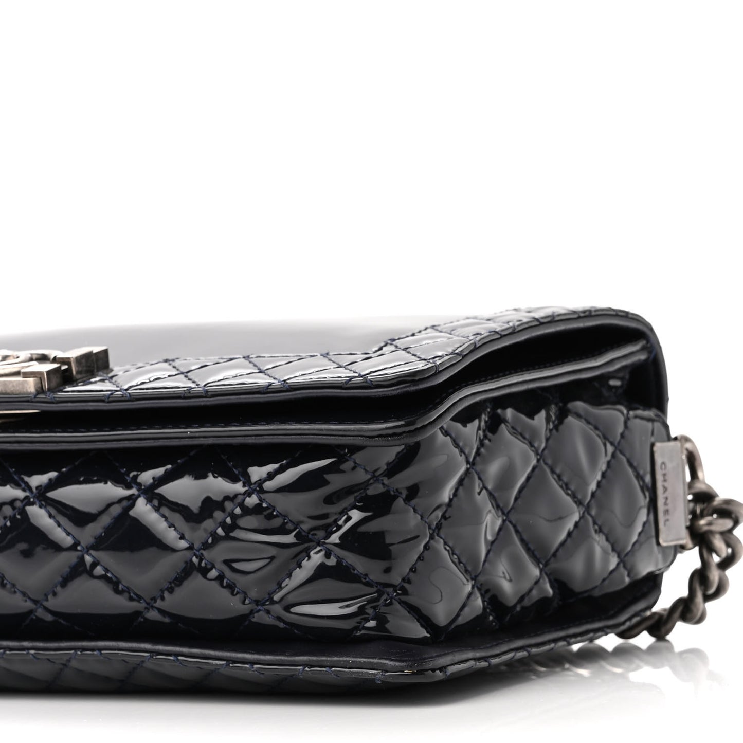 Patent New Medium Boy Reverso Flap Navy