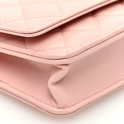 Chanel Lambskin Quilted CC Camellia Crush Wallet on Chain WOC Pink 9 of 11