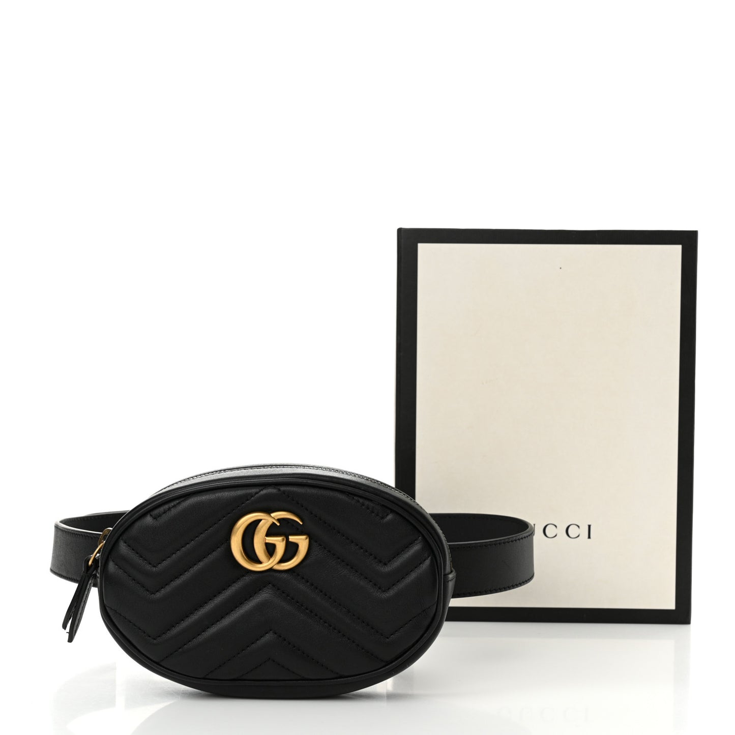 Calfskin Matelasse GG Marmont Belt Bag 85 34 Black