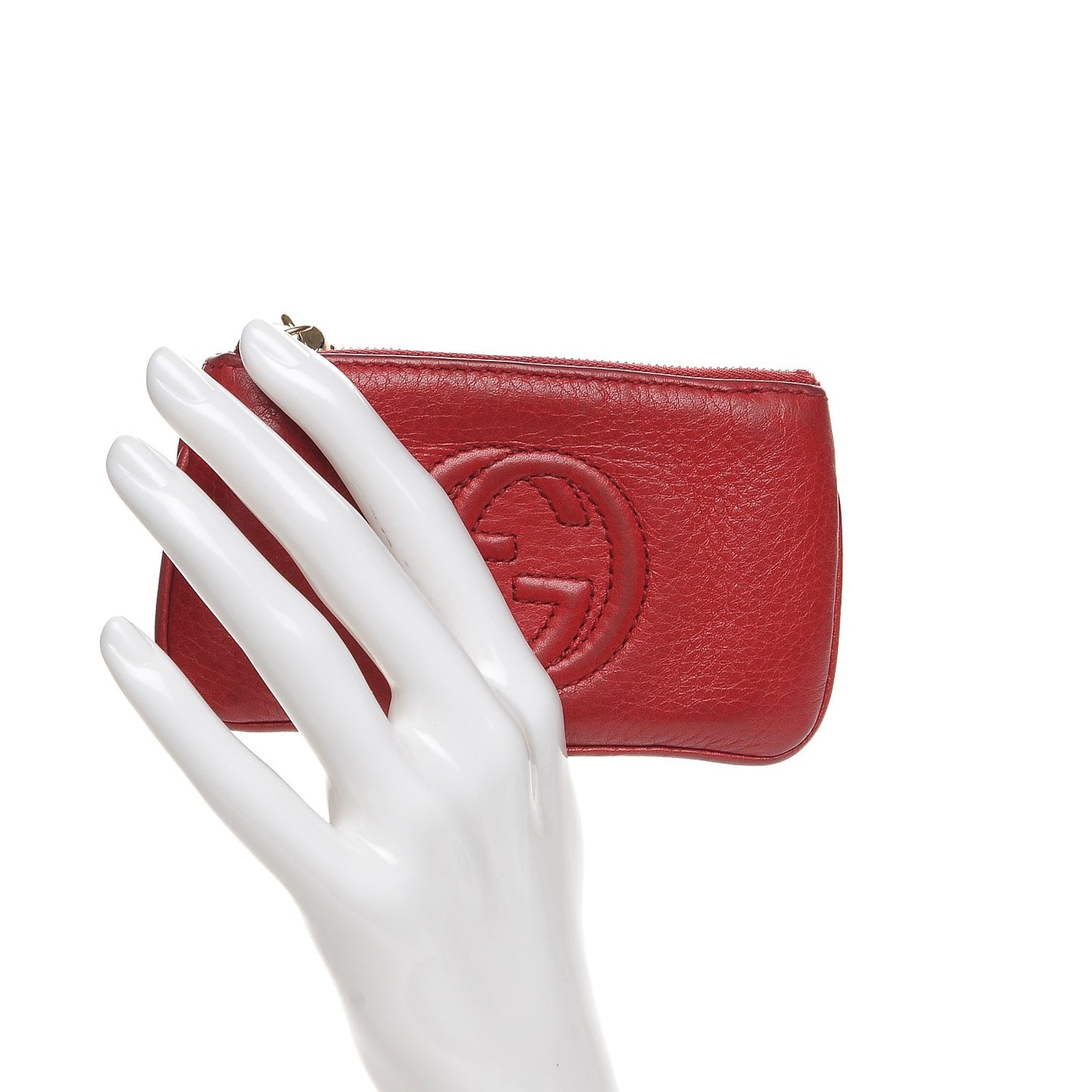 Pebbled Calfskin Soho Key Case Red