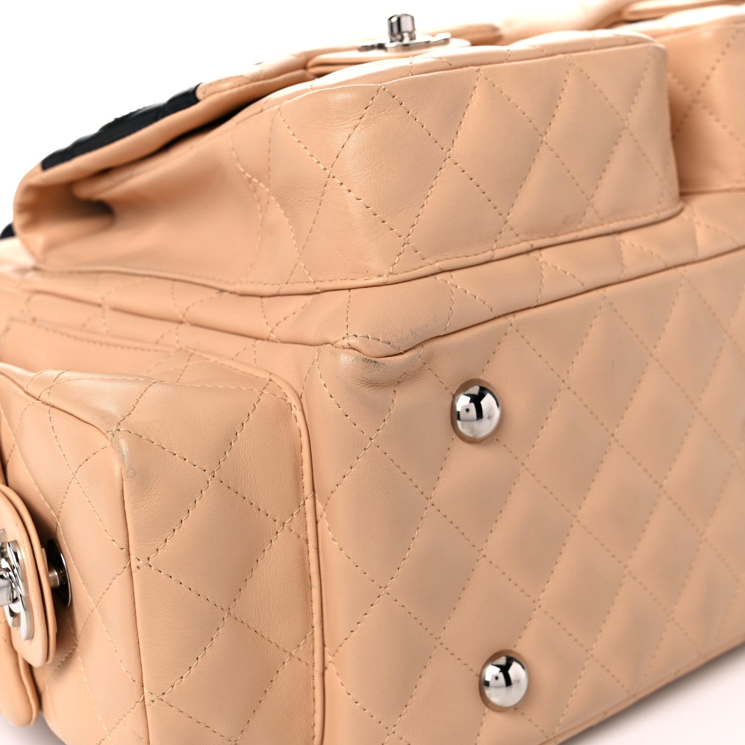 Chanel Calfskin Quilted Large Cambon Multipocket Reporter Beige Black 8 of 19
