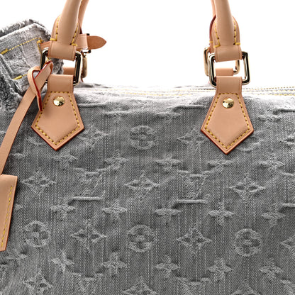 Louis Vuitton Monogram Denim Speedy Soft 30 Washed Gray 7 of 9