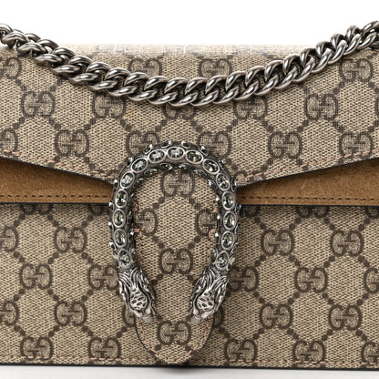 Gucci GG Supreme Monogram Suede Crystal Small Dionysus Shoulder Bag Beige Ebony Taupe 8 of 12