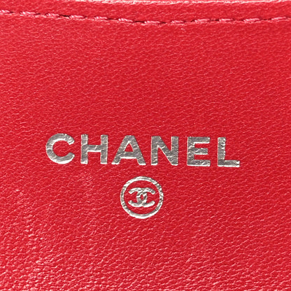 Chanel Lambskin Quilted Flap Card Holder Wallet Red 6 of 10