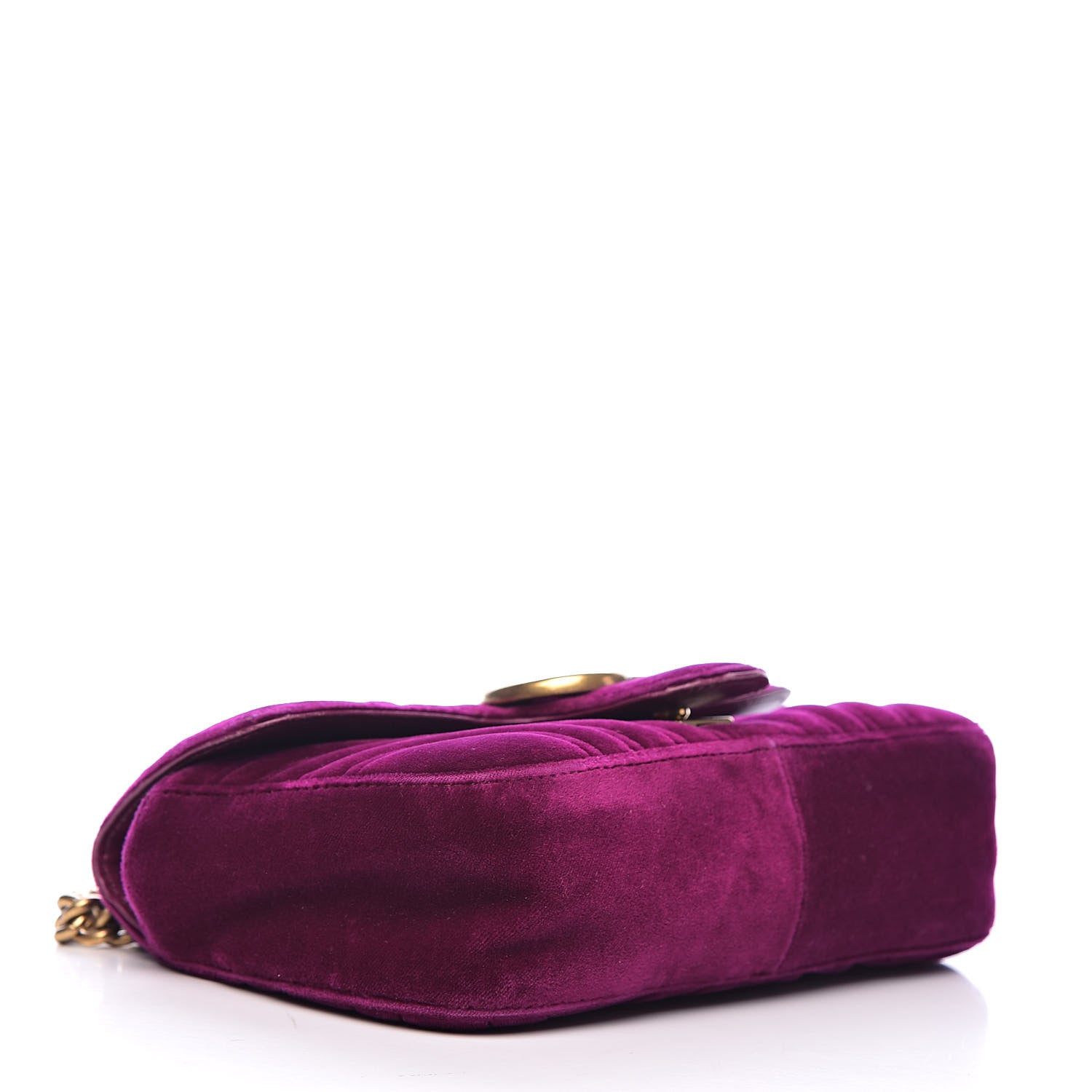 Gucci Velvet Matelasse Mini GG Marmont Shoulder Bag Fuchsia Violet Cyclamen 4 of 17