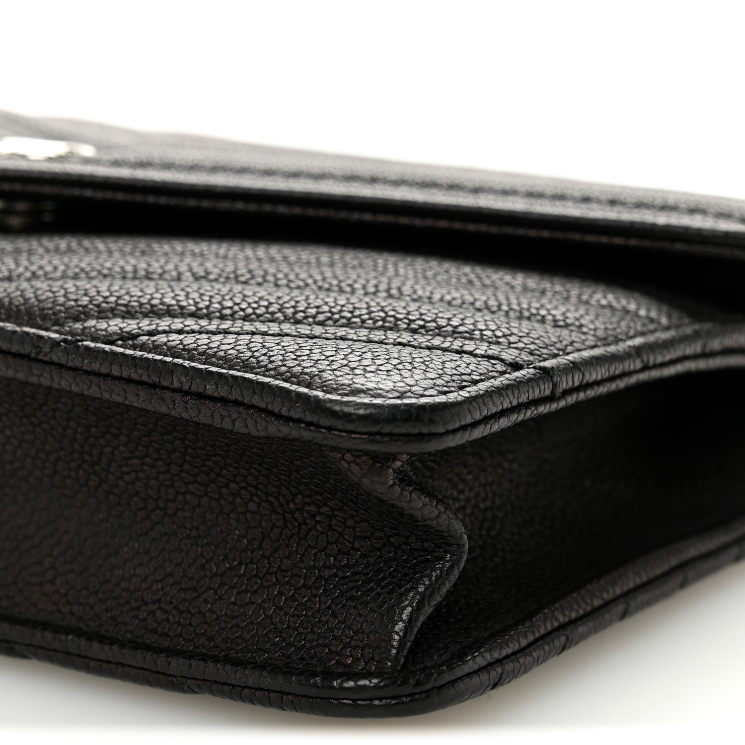 Chanel Goatskin Chevron Quilted Statement Wallet On Chain WOC Black 11 of 11
