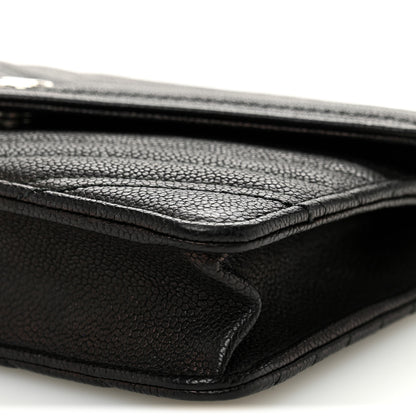 Chanel Goatskin Chevron Quilted Statement Wallet On Chain WOC Black 11 of 11