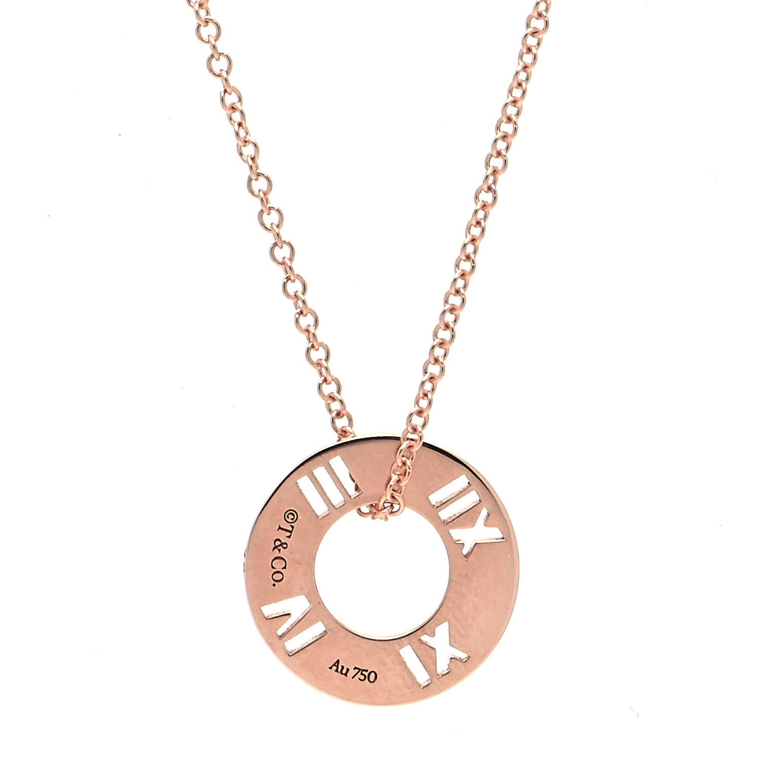 Tiffany 18K Rose Gold Diamond Atlas Pierced Pendant Necklace 4 of 7