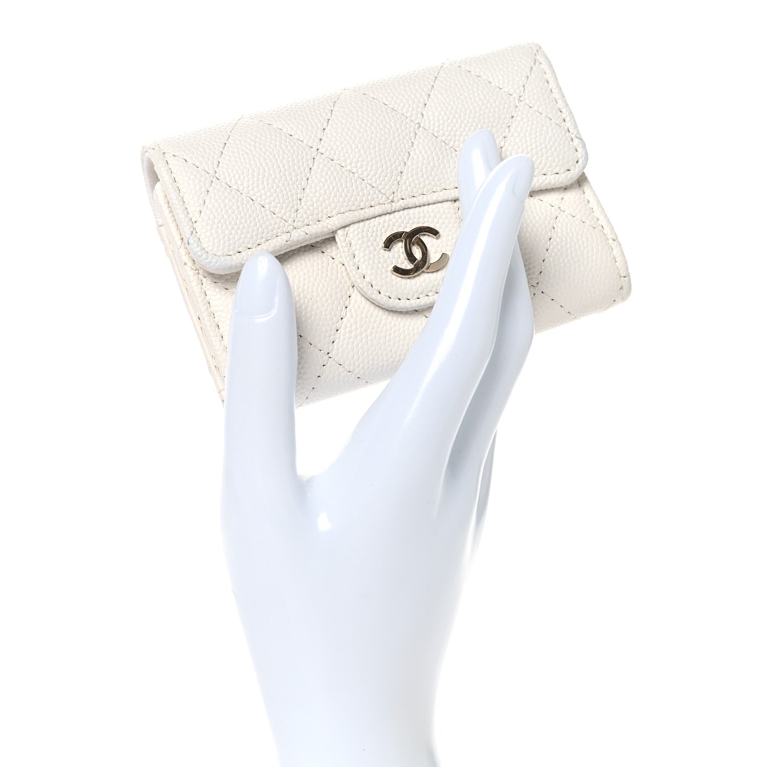 Chanel Caviar Quilted Classic 4 Key Holder Wallet White 2 of 9