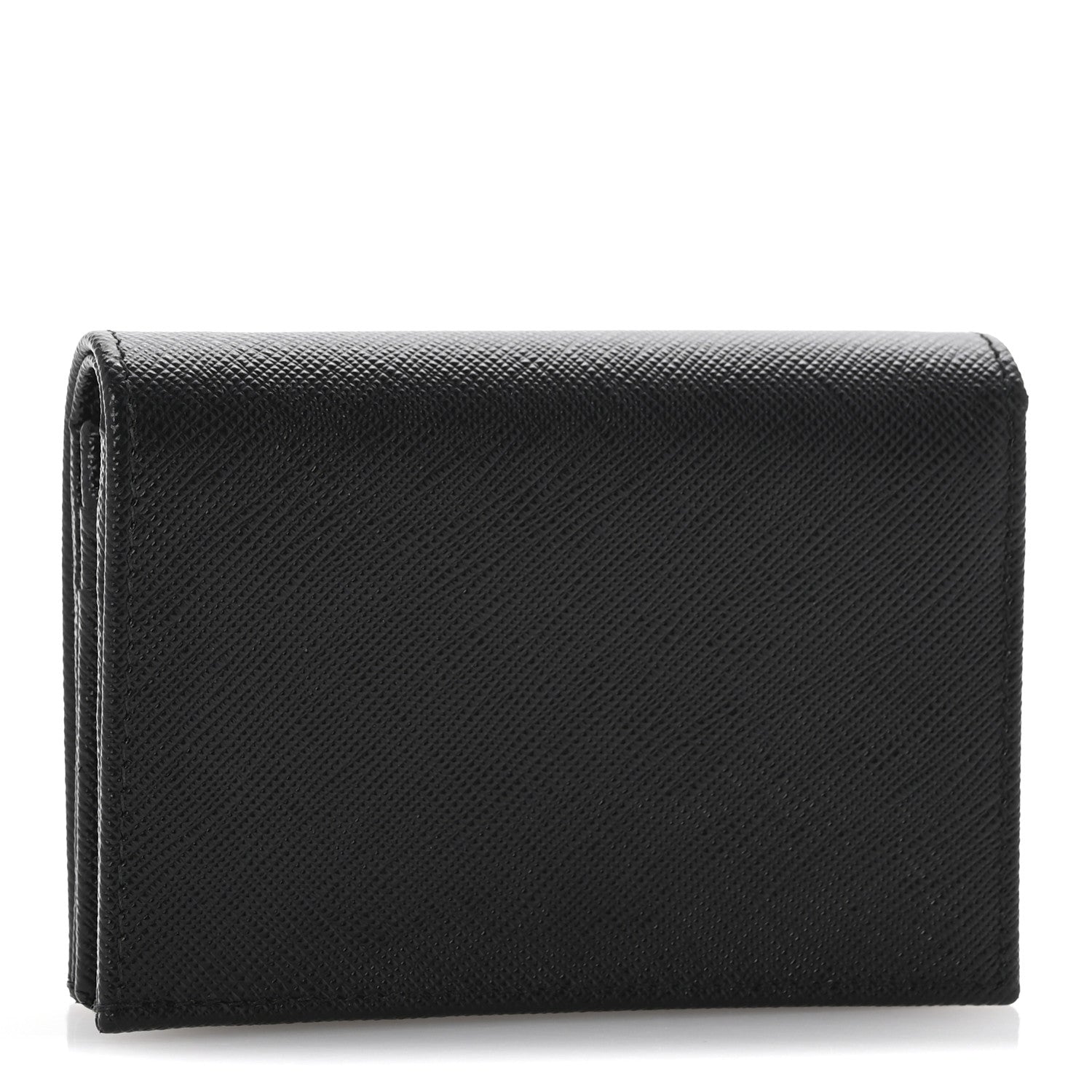 Prada Saffiano Triangle Bi-Fold Compact Wallet Black 3 of 9