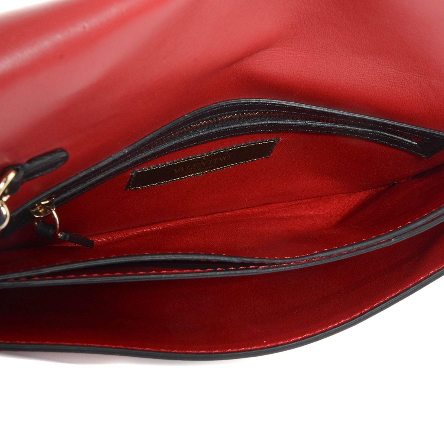 Valentino Garavani Nappa Canvas Camouflage Rockstud Wristlet Clutch Red Black 5 of 8