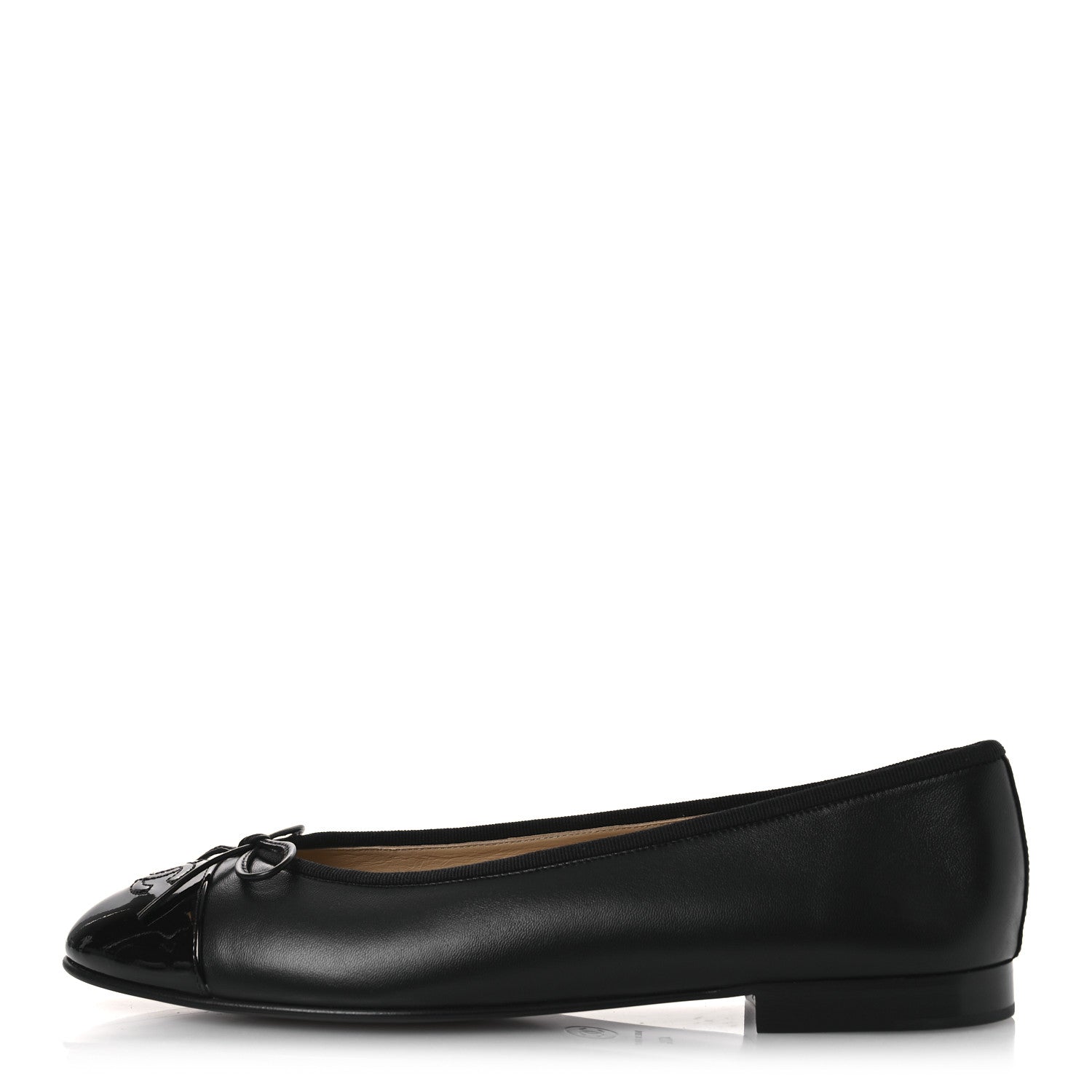 Chanel Lambskin Patent Cap Toe Ballerina Flats 40.5 Black 1 of 11