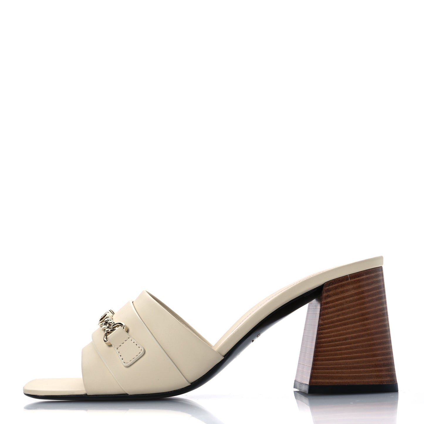 Calfskin Signoria 75mm Slide Sandals 39.5 New Ivoire