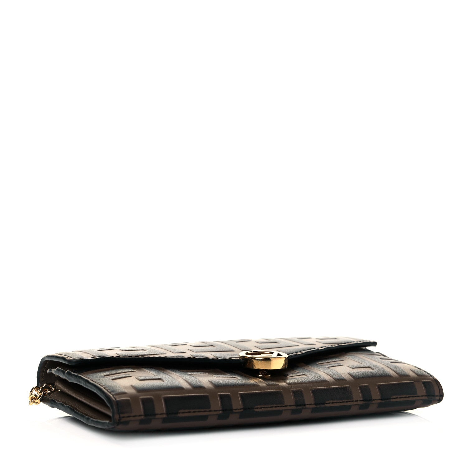 Fendi Vitello Soft F is Fendi Bi-Color FF 1974 Embossed Continental Envelope Wallet On Chain Maya Black 4 of 9