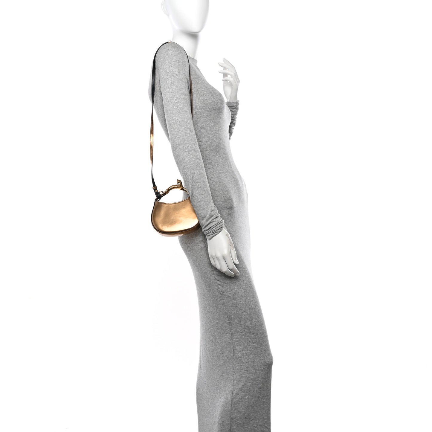 Metallic Calfskin Nano Cat Hobo Gold