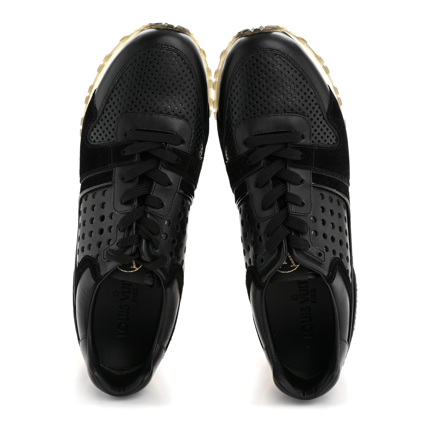 Nubuck Calfskin Perforated Run Away Sneakers 37 Black