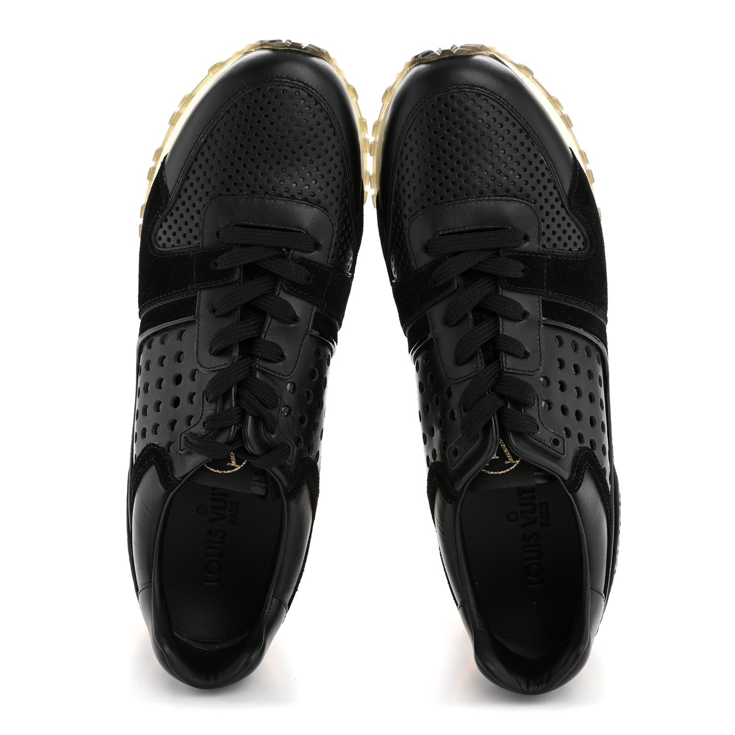 Louis Vuitton Nubuck Calfskin Perforated Run Away Sneakers 37 Black 2 of 10