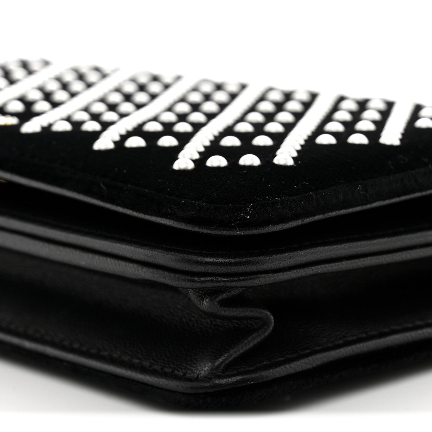 Chanel Velvet Pearl Diamond Embellished Wallet On Chain WOC Black 10 of 12