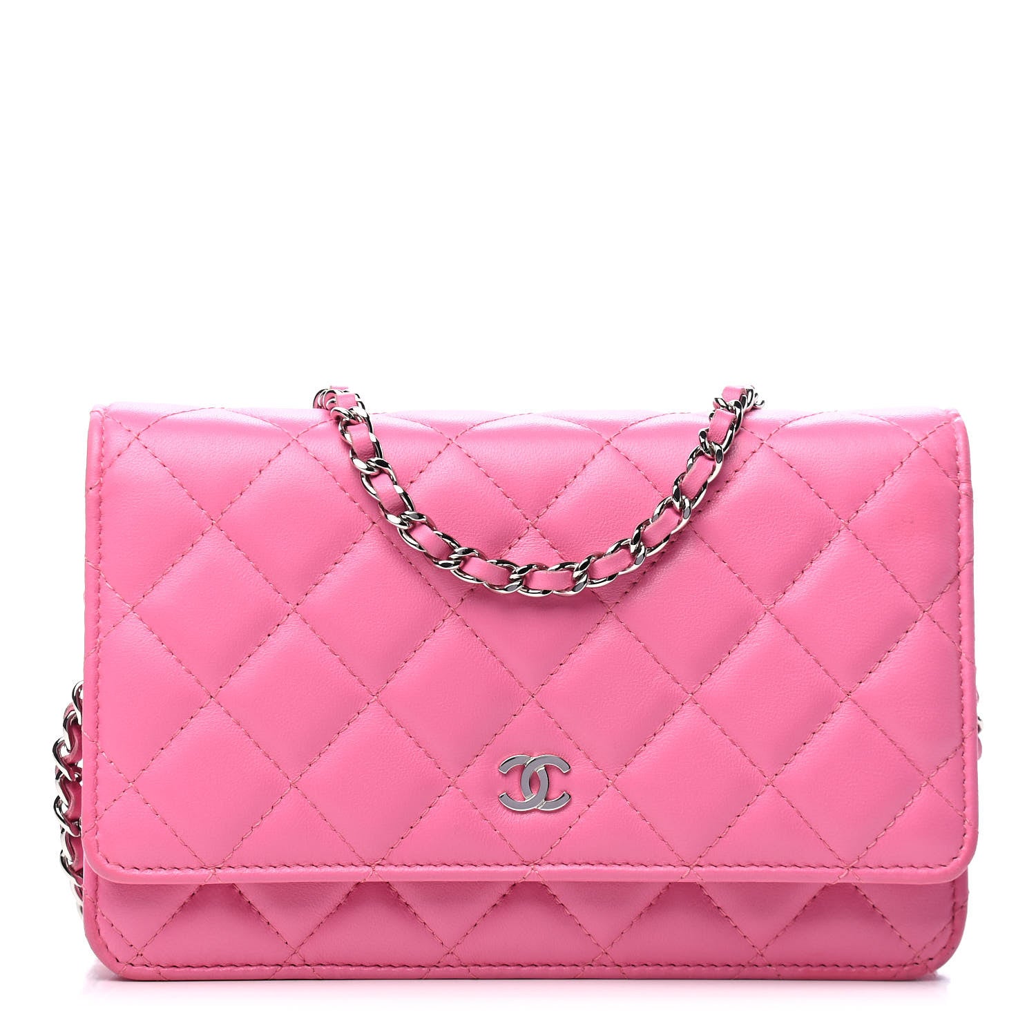 Chanel Lambskin Quilted Wallet On Chain WOC Pink 1 of 5