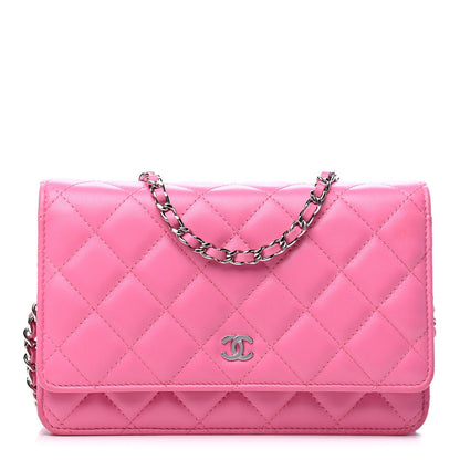 Chanel Lambskin Quilted Wallet On Chain WOC Pink 1 of 5