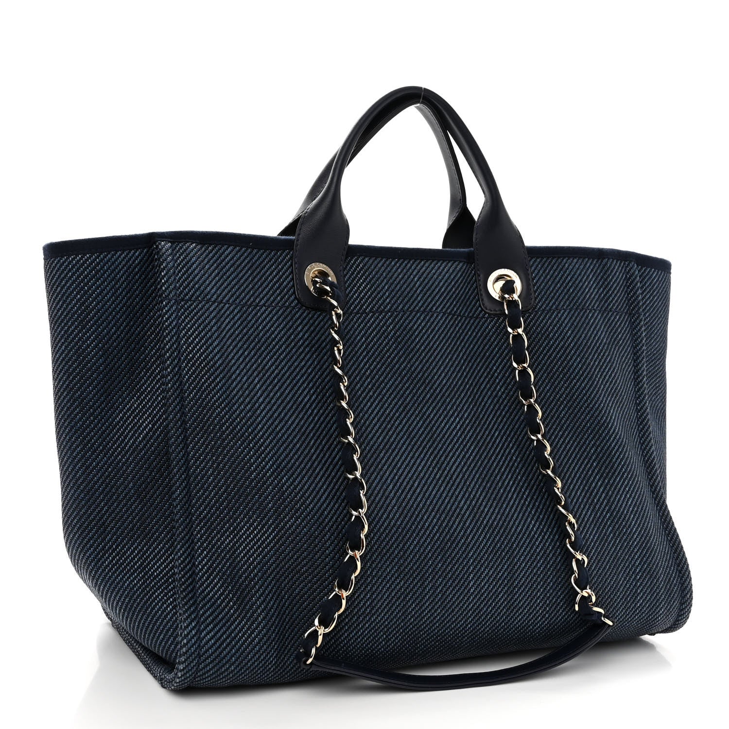 Chanel Denim Medium Deauville Tote Dark Blue 3 of 9
