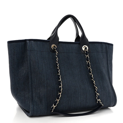 Chanel Denim Medium Deauville Tote Dark Blue 3 of 9