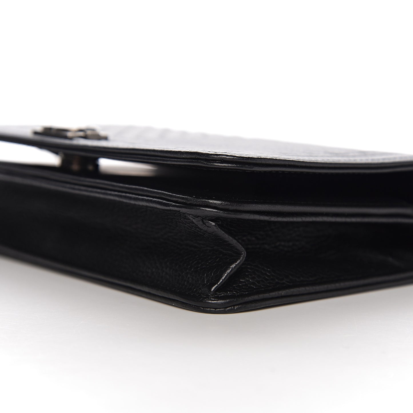 Caviar Chevron Quilted Boy Wallet On Chain WOC Black