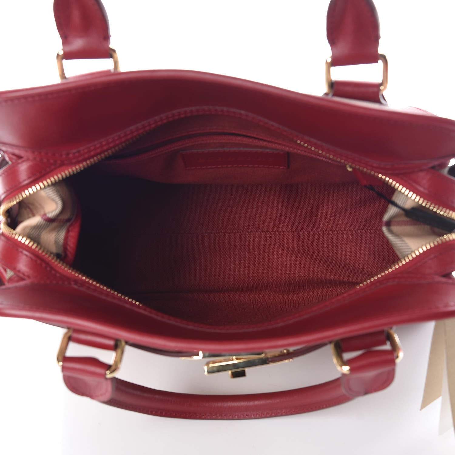 Burberry Haymarket Check Minford Portrait Tote Military Red 7 of 10