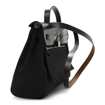 Hermes Military Toile Vache Hunter Herbag Zip Retourne 31 PM Black Bleu Indigo Ebene 4 of 11