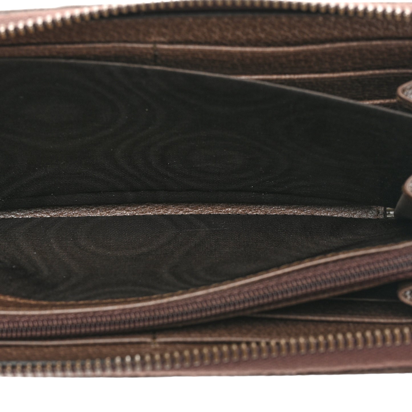 GG Supreme Monogram Web Ophidia Zip Around Wallet Brown