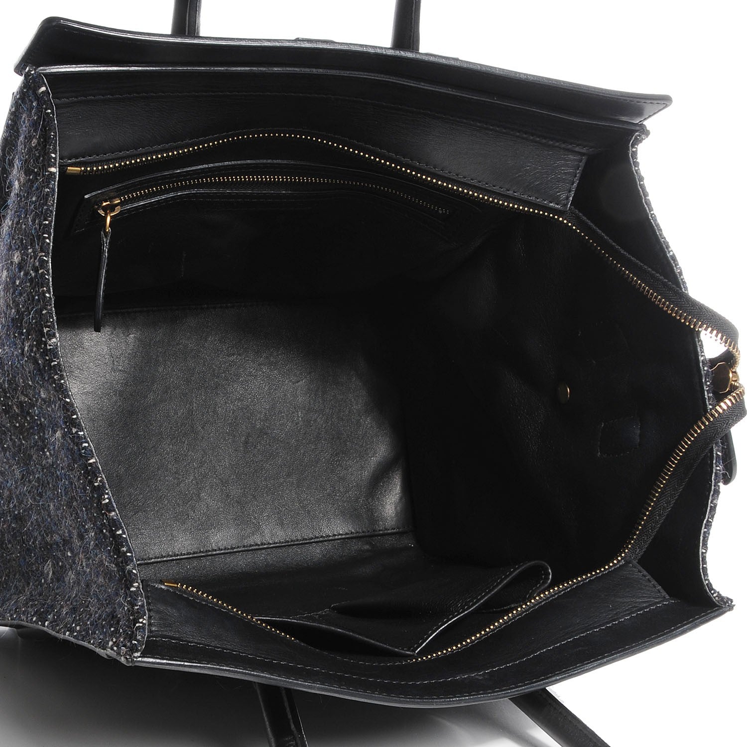 Celine Smooth Calfskin Tweed Mini Luggage Black 5 of 7