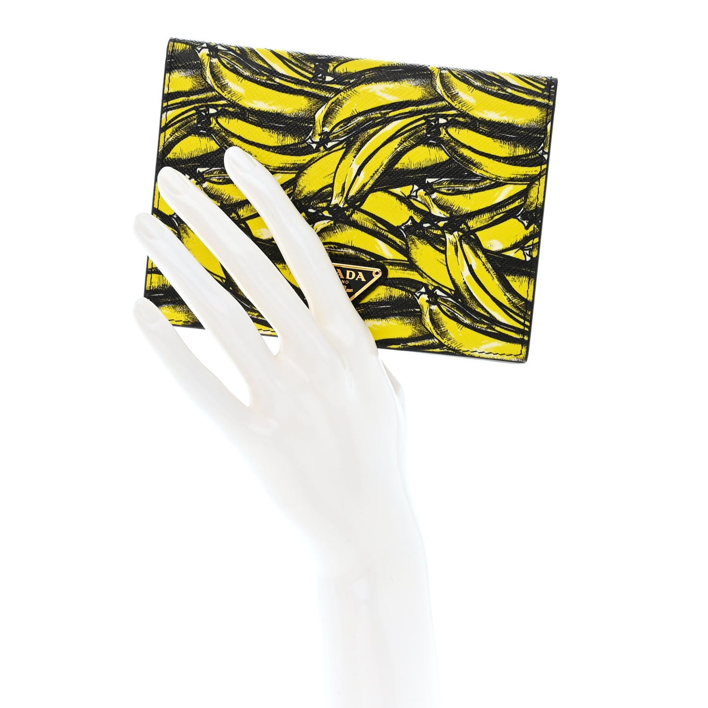 Saffiano Triangle Banana Print Passport Holder Giallo Dis Banana
