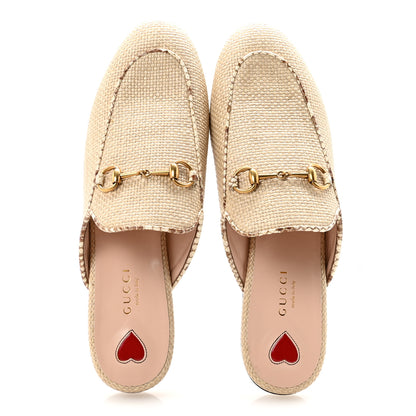 Gucci Straw Elaphe Womens Princetown Slippers 38 Natural Cream Brown 2 of 10