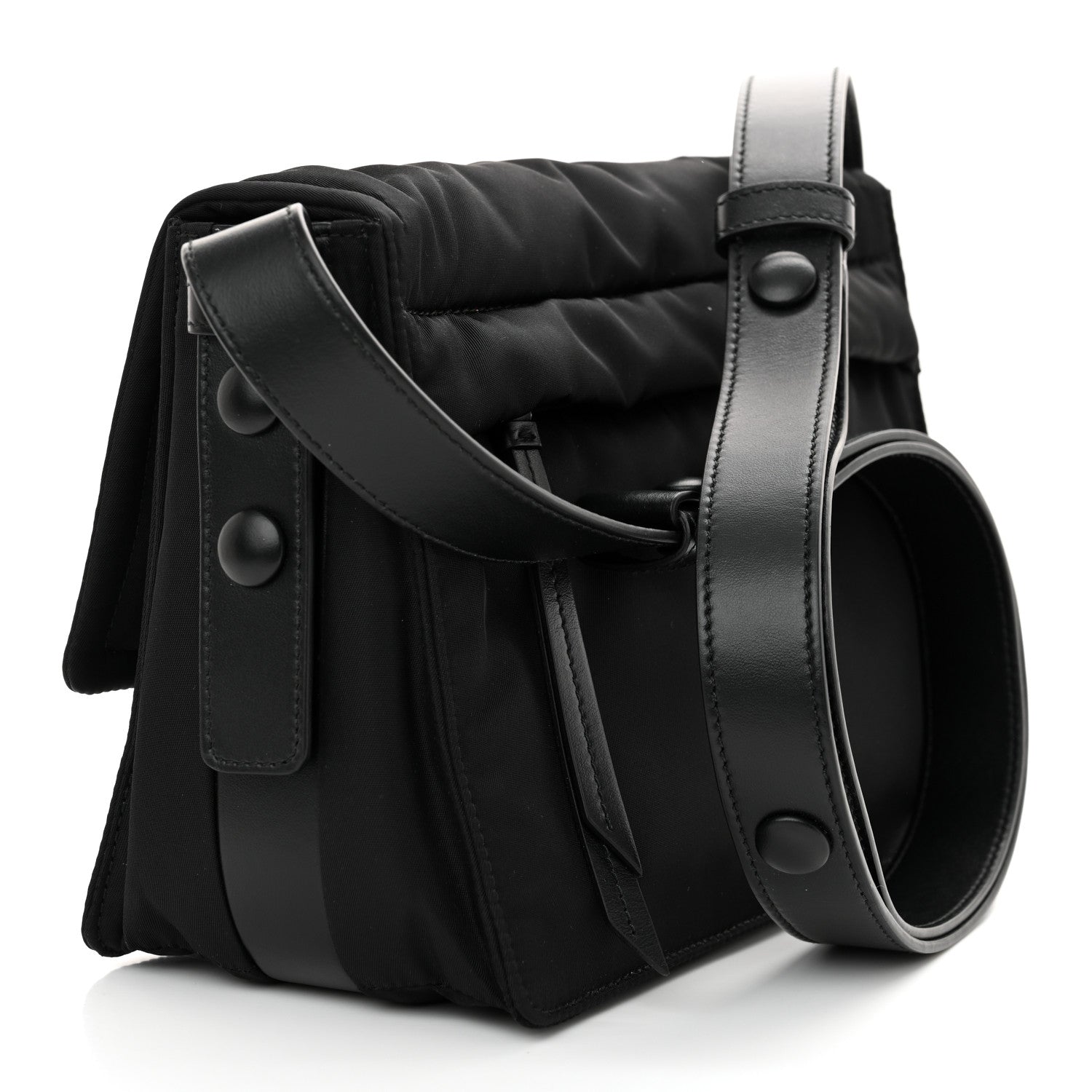 Prada Re-Nylon Vitello Padded Small Flap Shoulder Bag Black 3 of 10