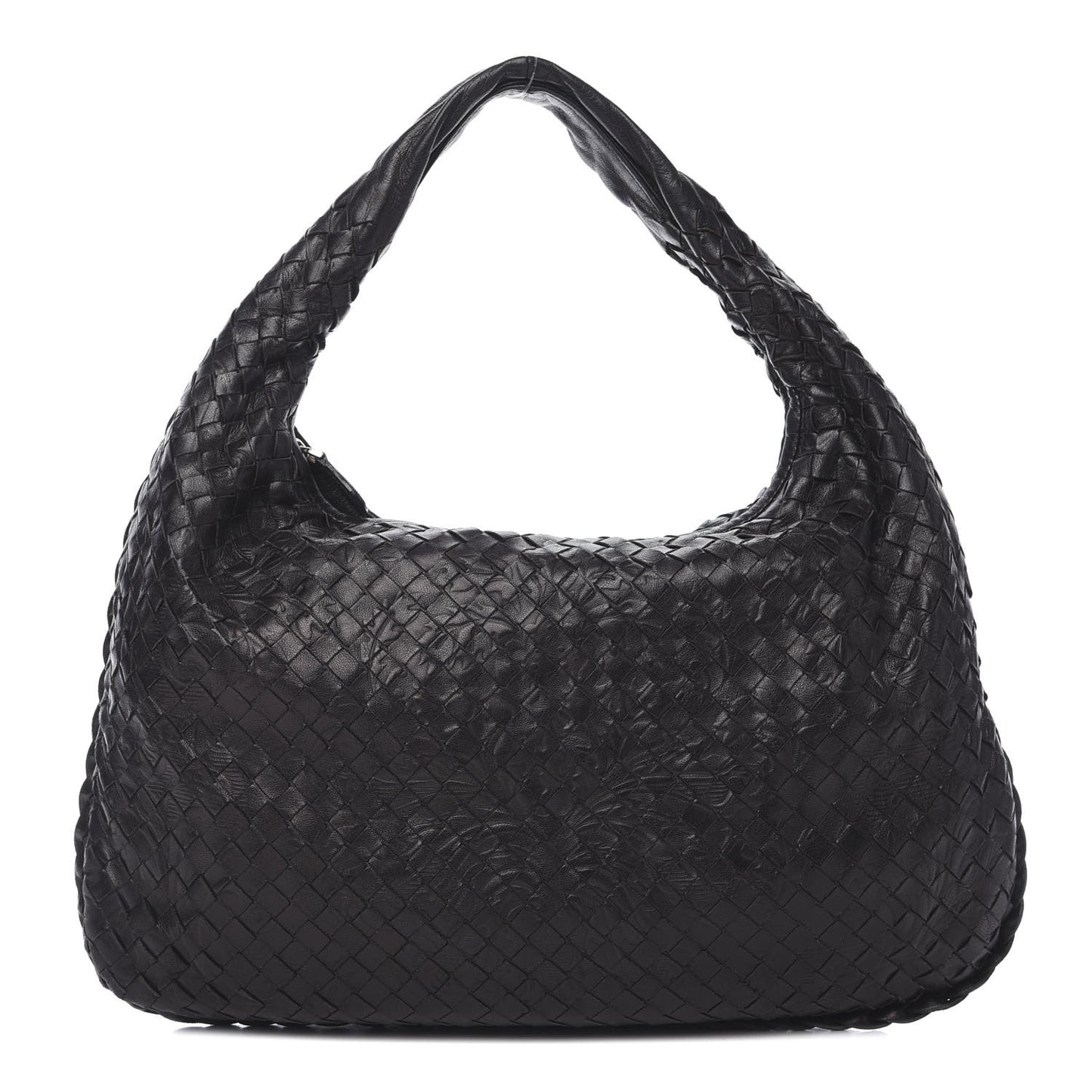 Nappa Intrecciato Embossed Medium Veneta Hobo Black