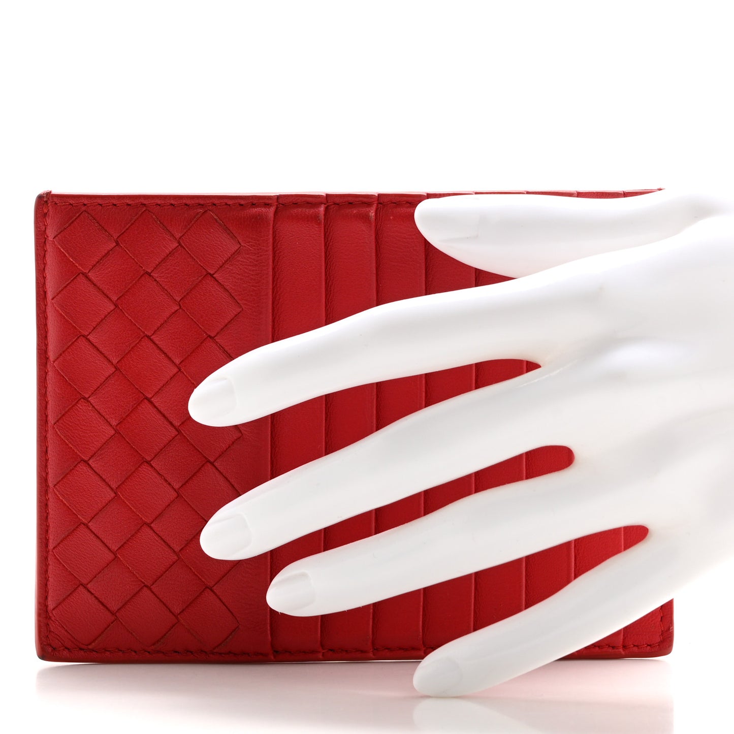 Calfskin Intrecciato Zip Card Holder Bordeaux