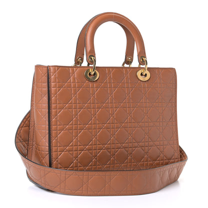 Christian Dior Lambskin Cannage Large Lady Dior Dark Beige 2 of 7