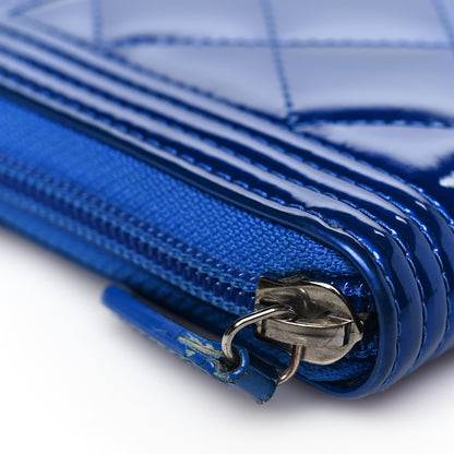 Chanel Metallic Patent Calfskin Quilted Boy L-Gusset Zip Wallet Blue 10 of 12