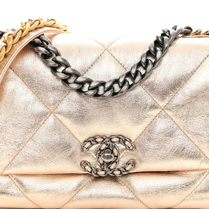 Chanel Metallic Lambskin Quilted Medium Chanel 19 Flap Gold 8 of 12