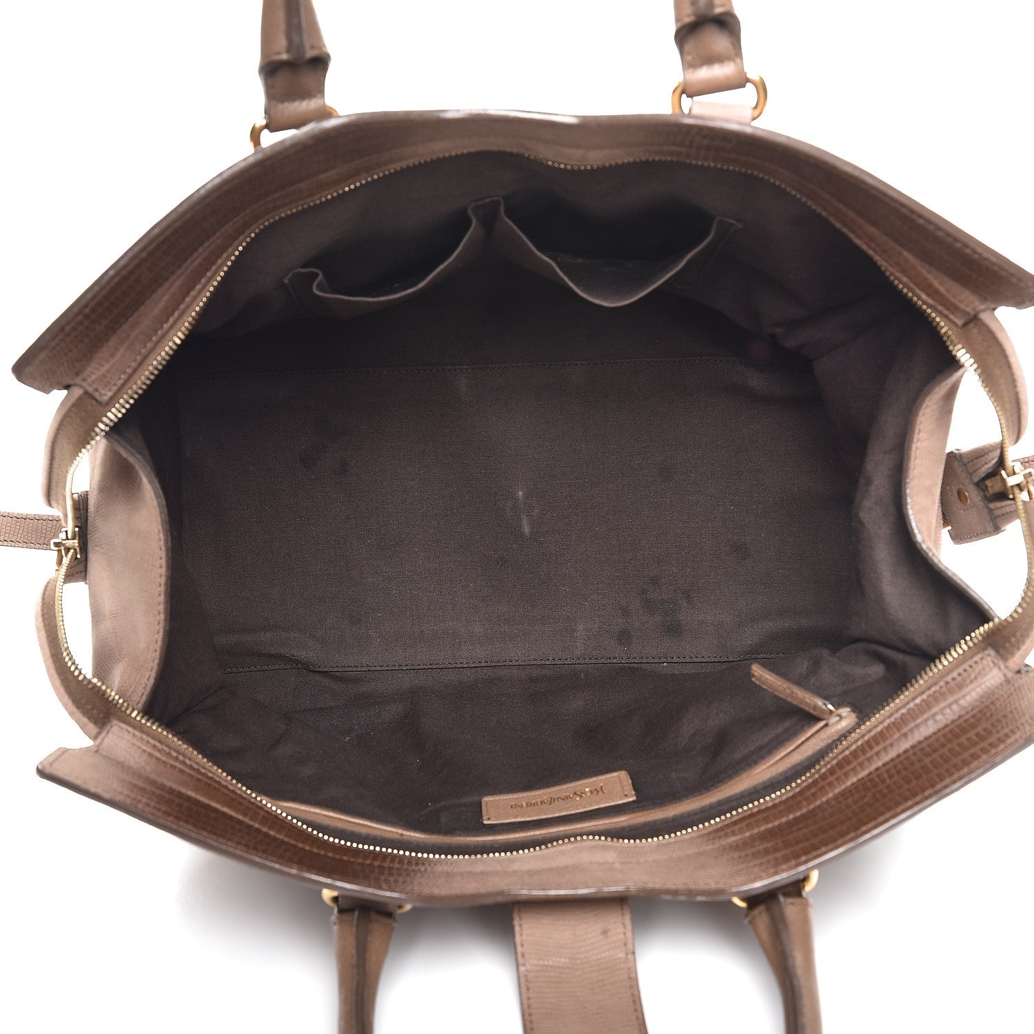 Saint Laurent Lizard Calfskin Embossed Medium Cabas ChYc Brown 5 of 19