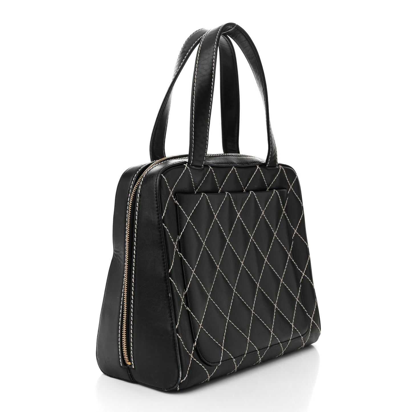 Calfskin Contrast Stitch Surpique Black