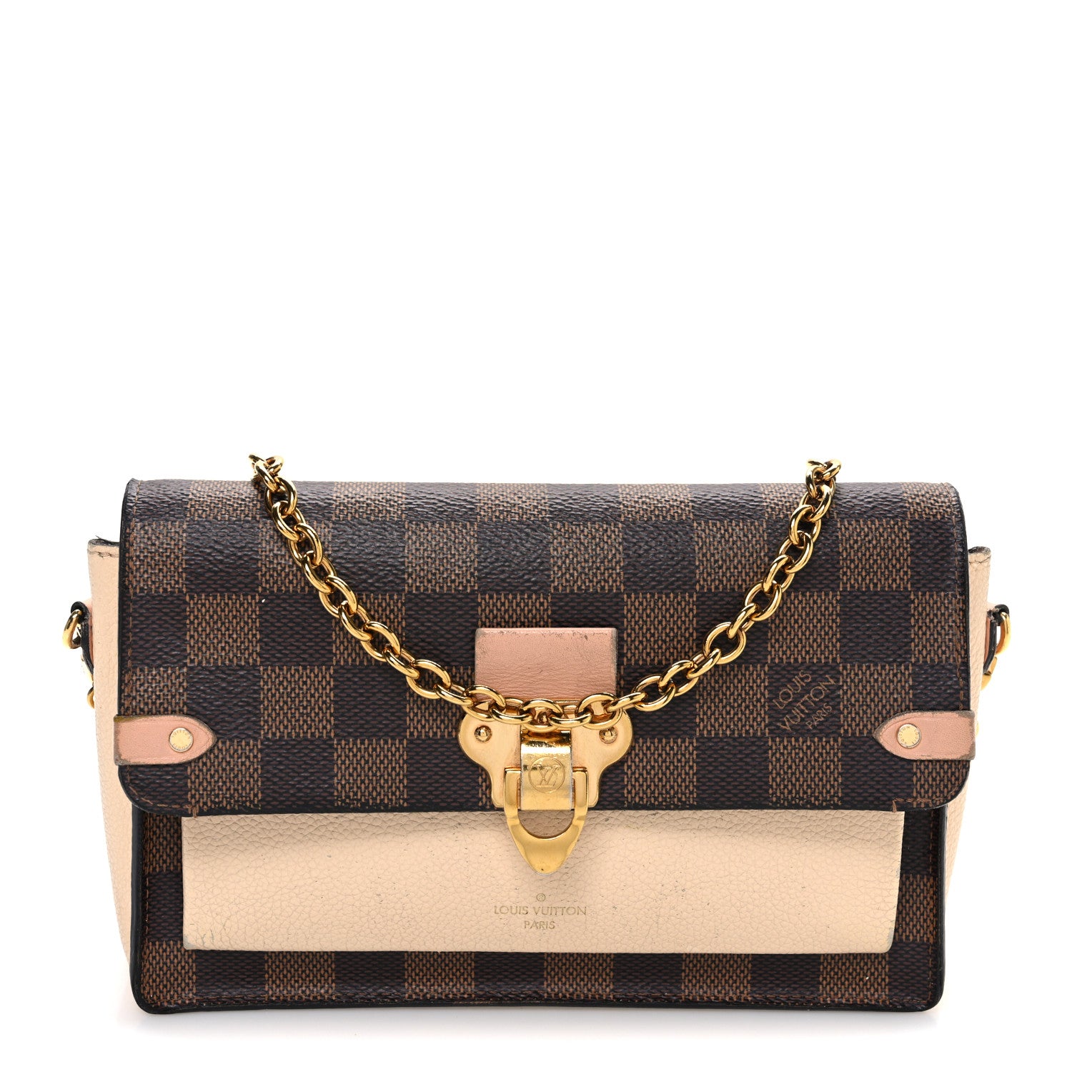 Louis Vuitton Damier Ebene Vavin Chain Wallet Creme 1841843