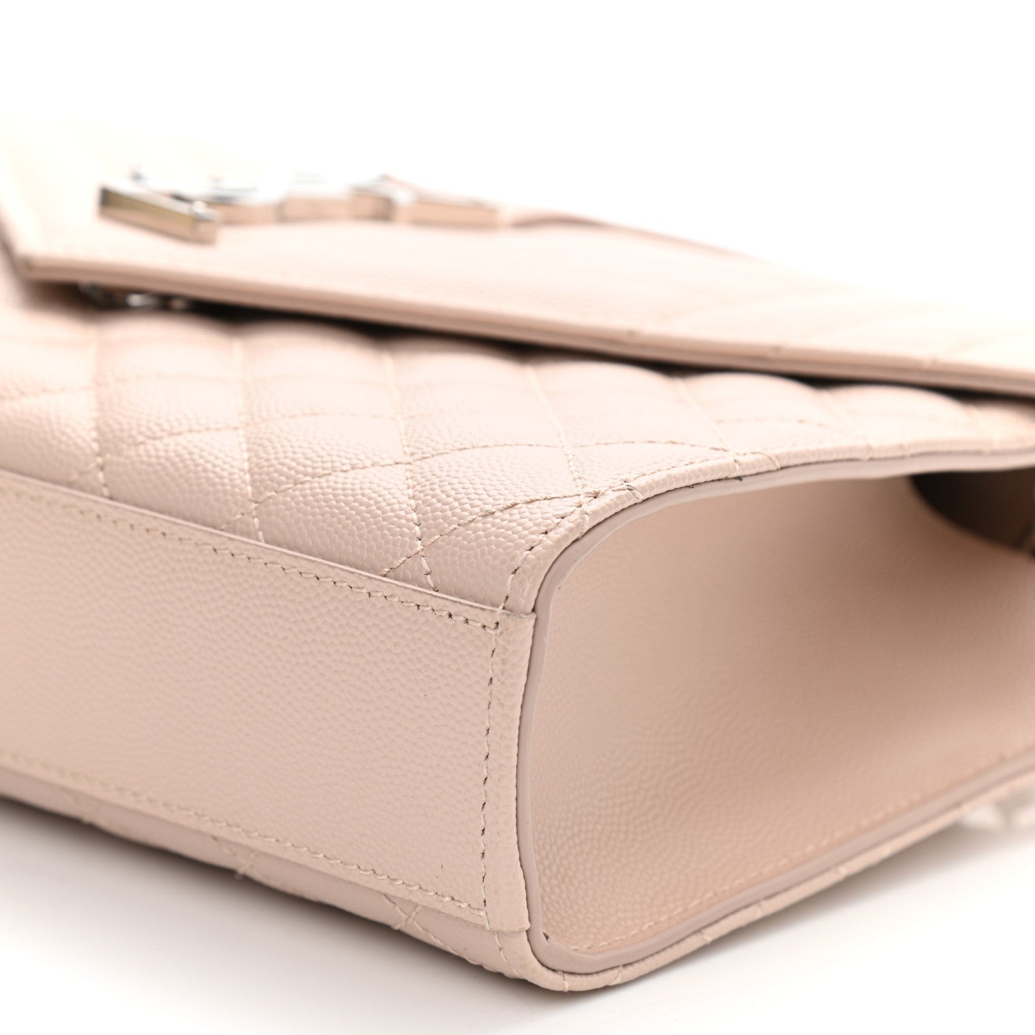 Saint Laurent Grain De Poudre Textured Mixed Matelasse Medium Triquilt Monogram Satchel Marble Pink 10 of 11