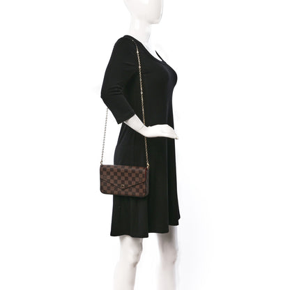 Louis Vuitton Damier Ebene Pochette Felicie Chain Wallet 2 of 9