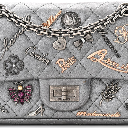 Chanel Metallic Calfskin Quilted Lucky Charms 2.55 Reissue 224 Flap Dark Silver 8 of 14