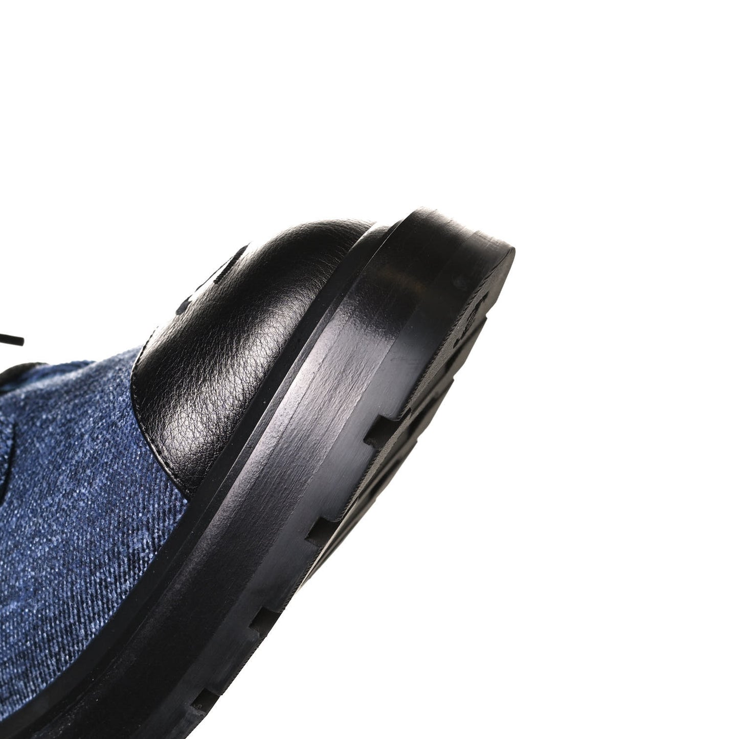 Shiny Calfskin Velvet Quilted Lace Up Combat Boots 39 Blue Black