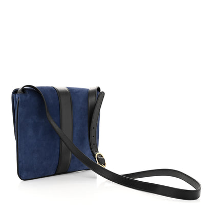 Gucci Suede Medium Arli Flap Shoulder Bag Blue Ink Black 3 of 11