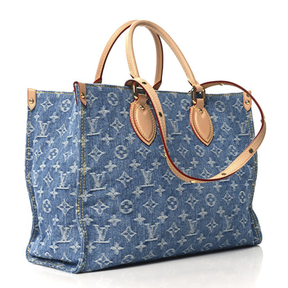 Louis Vuitton Monogram Denim Onthego MM  Blue 3 of 9